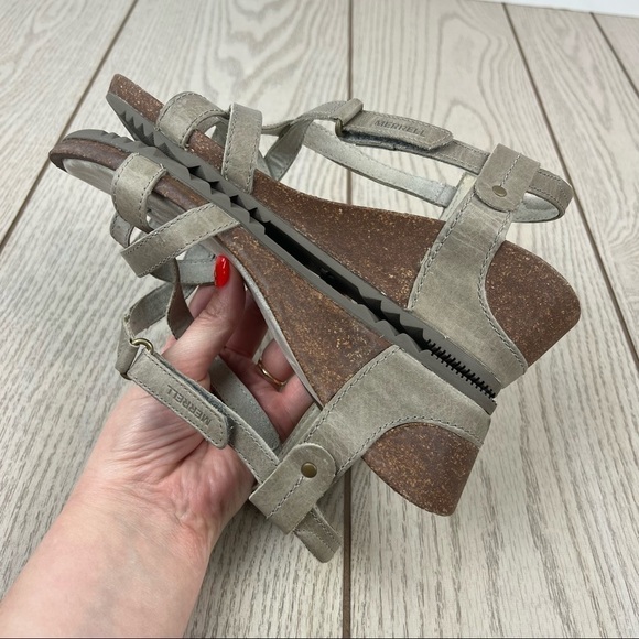 Merrell Revalli Aura Post Strappy Wedge Sandals US7 Women's Grey $150 - Picture 4 of 8